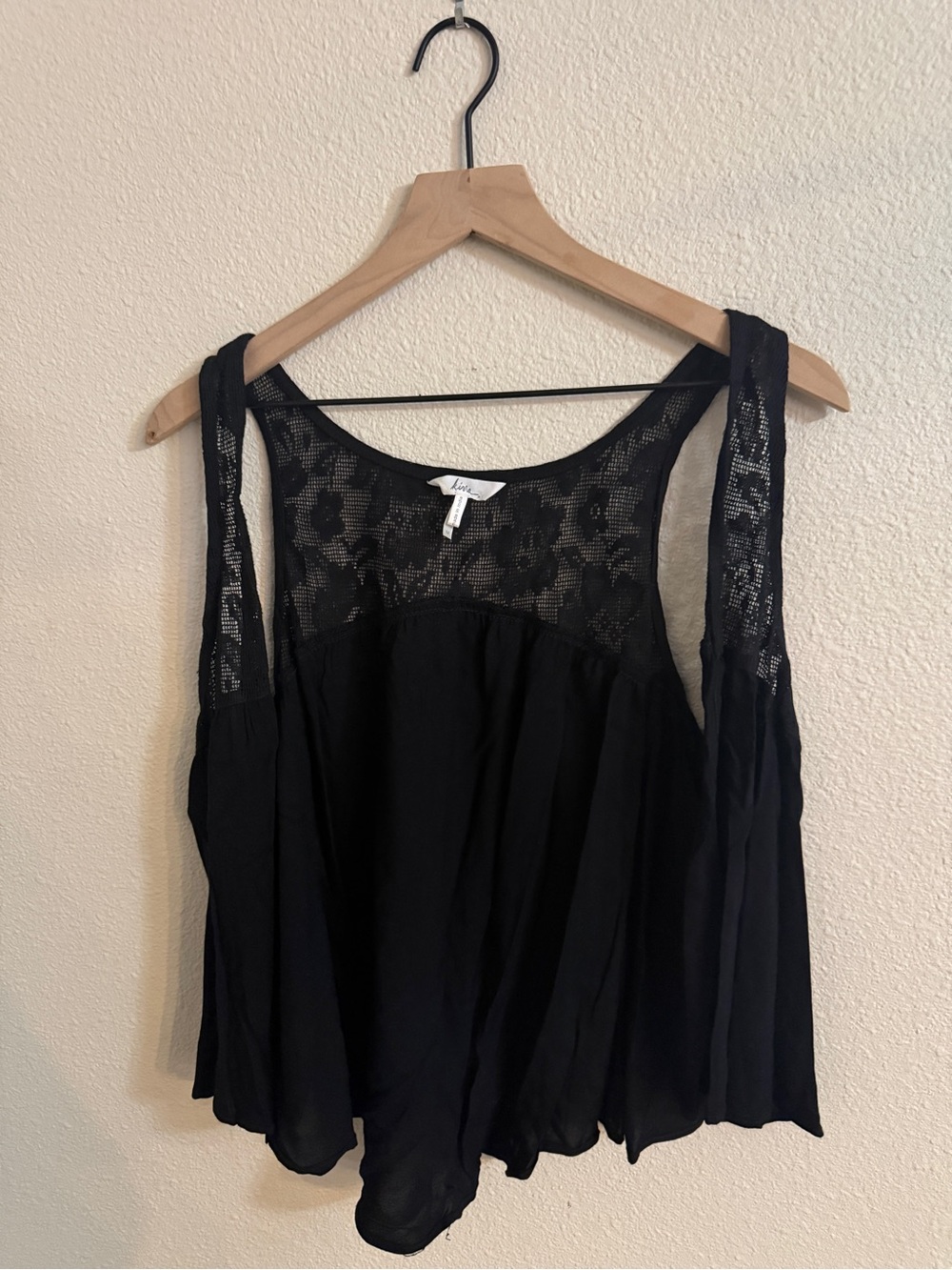 PacSun Kirra Black open Vest Lace Yoke Flowy Tank Top